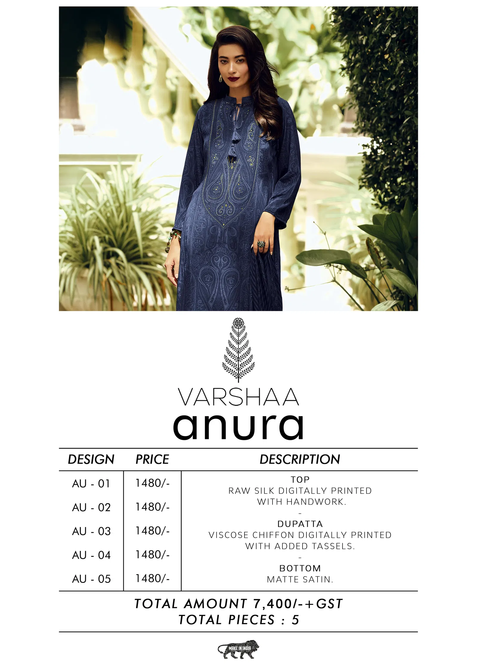 Anura By Varsha Raw Silk Digital Printed Designer Salwar Suits Orders In India